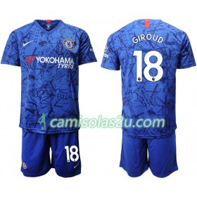 Camisolas de Futebol Chelsea Giroud 18 Criança Equipamento Principal 2019/20 Manga Curta